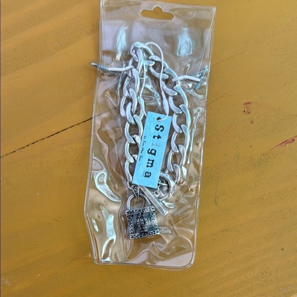 Stigma Silver Chunky Chain Link Dangle Bracelet Crown Pendant - Picture 2 of 4